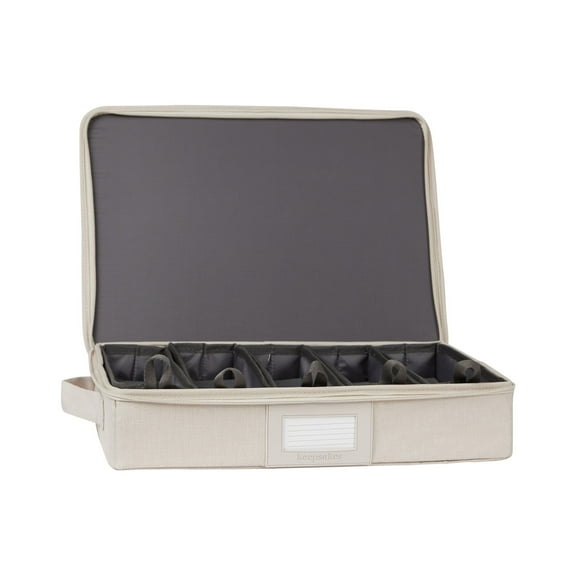Covermates Keepsakes Flatware Storage Box - Stackable - Reinforced Handles - China Storage, Beige Heather