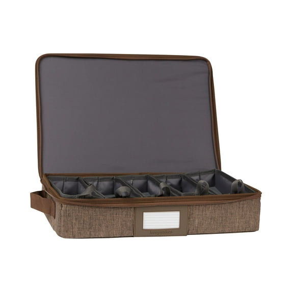 Covermates Keepsakes Flatware Storage Box - Stackable - Reinforced Handles - China Storage, Brown Heather
