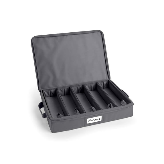 Covermates Keepsakes Flatware Storage Box - Stackable - Reinforced Handles - China Storage, Graphite