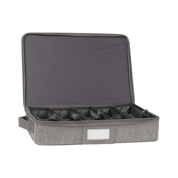 Covermates Keepsakes Flatware Storage Box - Stackable - Reinforced Handles - China Storage, Grey Heather