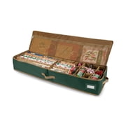 Covermates Keepsakes Gift Wrap Organizer - Holds up to 25 Rolls - Heavy Duty - Accessory Trays with Adjustable Compartments - Mesh Pocket - Holiday Storage, Green
