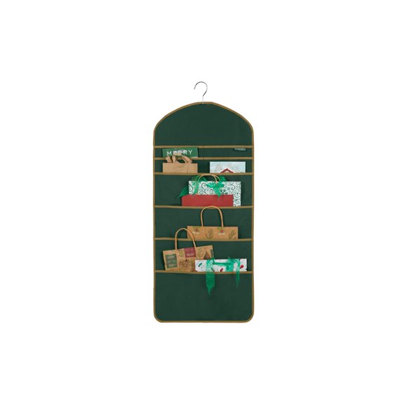 Covermates Keepsakes Hanging Gift Bag Organizer - Elite Plus - Heavy Duty Material, Pockets for Storage, Hanger Included - Holiday Storage, Green