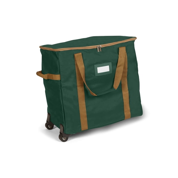 Covermates Keepsakes Rolling Treasurekeeper Storage Bag - Carrying Handles, ID Window, Dual Wheels - Holiday Storage, Green