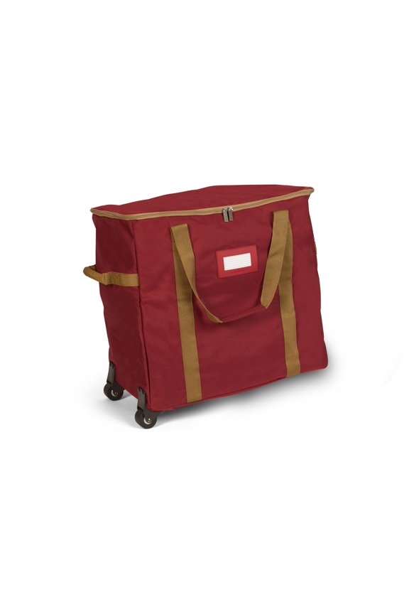 Keepsakes Rolling Treasurekeeper Storage Bag - Carrying Handles, ID Window, Dual Wheels - Holiday Storage, Red