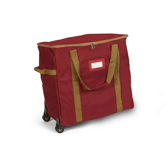 Covermates Keepsakes Rolling Treasurekeeper Storage Bag - Carrying Handles, ID Window, Dual Wheels - Holiday Storage, Red