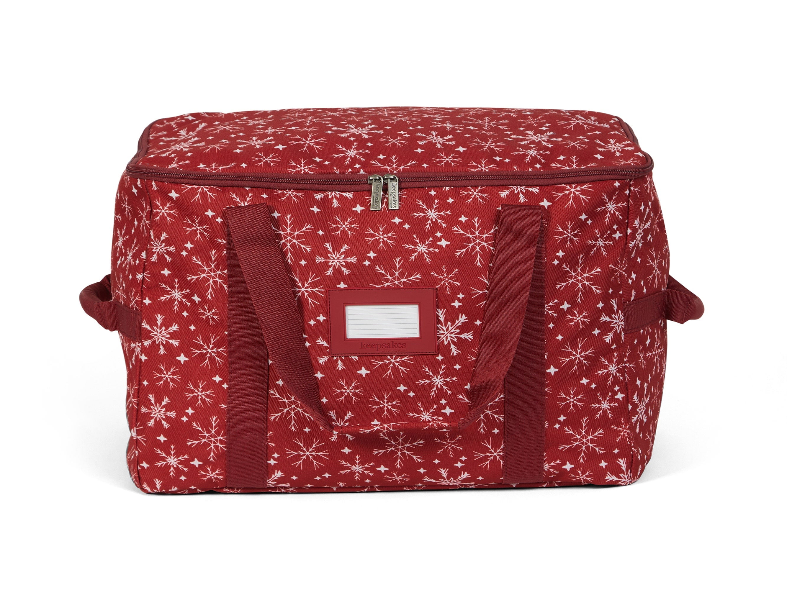 Covermates Keepsakes Treasurekeeper Storage Bag - Carrying Handles, ID Window - Holiday Storage, Red Snowflake