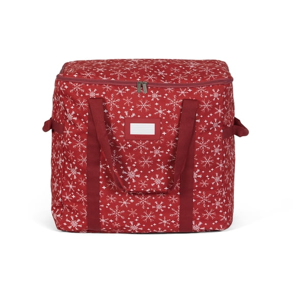 Covermates Keepsakes Treasurekeeper Storage Bag - Carrying Handles, ID Window - Holiday Storage, Red Snowflake