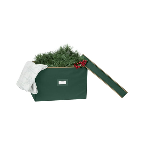 Covermates Keepsakes Treasurekeeper Storage Box - Carrying Handles, Sturdy Interior Walls - Holiday Storage, Green