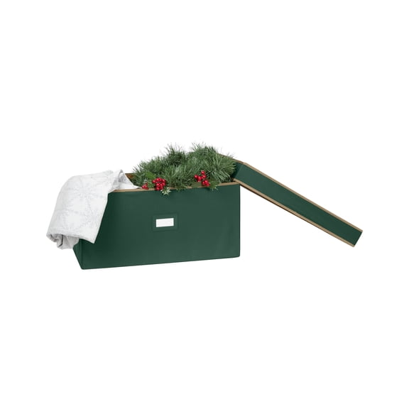 Covermates Keepsakes Treasurekeeper Storage Box - Carrying Handles, Sturdy Interior Walls - Holiday Storage, Green