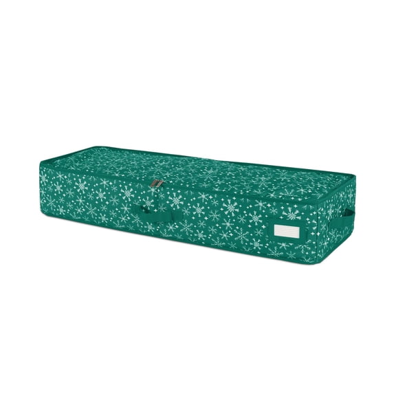 Covermates Keepsakes Underbed Storage Bag - Carrying Handles, Mesh Interior Pocket - Holiday Storage, Green Snowflake