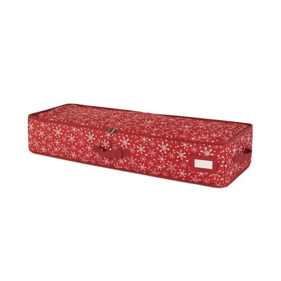 Covermates Keepsakes Underbed Storage Bag - Carrying Handles, Mesh Interior Pocket - Holiday Storage, Red Snowflake