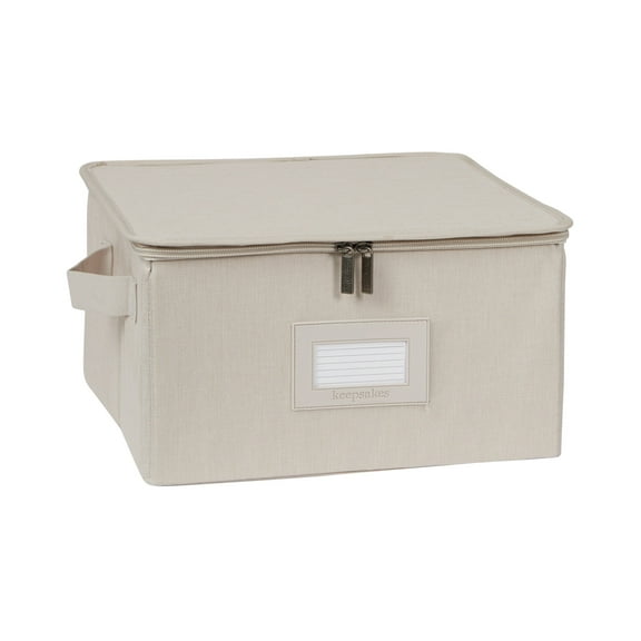 Covermates Keepsakes - Zip-Top Storage Box - Heavy Duty Polyester- Reinforced Handles - Stackable Design - Indoor Storage, Beige Heather