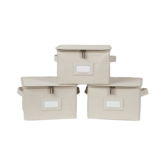 Covermates Keepsakes - Zip-Top Storage Box - Heavy Duty Polyester- Reinforced Handles - Stackable Design - Indoor Storage, Beige Heather