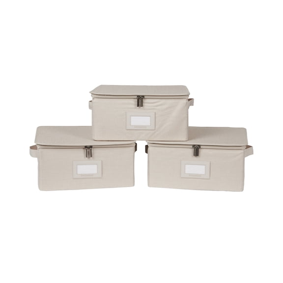 Covermates Keepsakes - Zip-Top Storage Box - Heavy Duty Polyester- Reinforced Handles - Stackable Design - Indoor Storage, Beige Heather