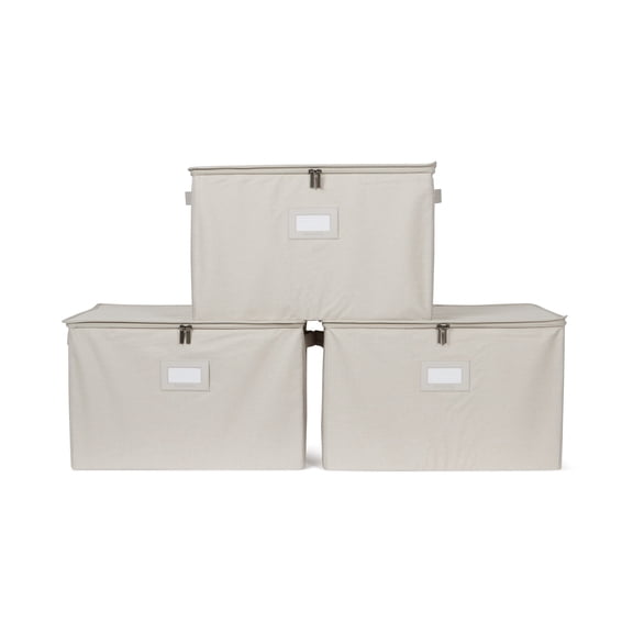 Covermates Keepsakes - Zip-Top Storage Box - Heavy Duty Polyester- Reinforced Handles - Stackable Design - Indoor Storage, Beige Heather