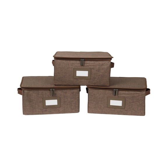 Covermates Keepsakes - Zip-Top Storage Box - Heavy Duty Polyester- Reinforced Handles - Stackable Design - Indoor Storage, Brown Heather
