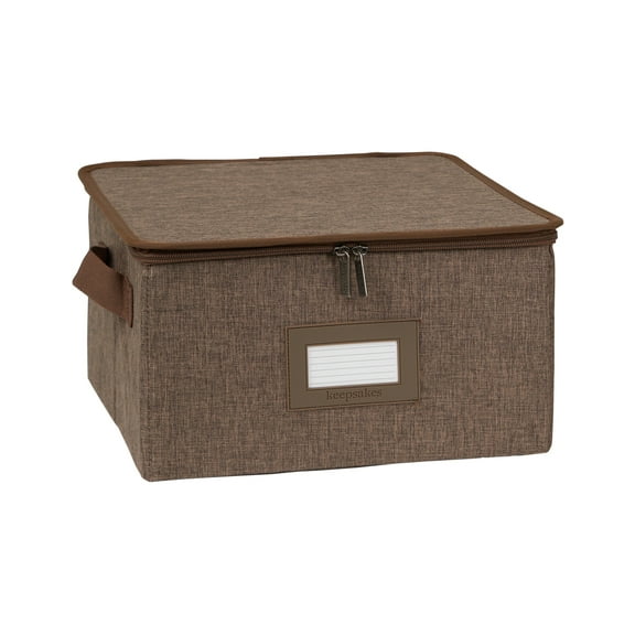 Covermates Keepsakes - Zip-Top Storage Box - Heavy Duty Polyester- Reinforced Handles - Stackable Design - Indoor Storage, Brown Heather