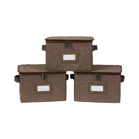 Covermates Keepsakes - Zip-Top Storage Box - Heavy Duty Polyester- Reinforced Handles - Stackable Design - Indoor Storage, Brown Heather