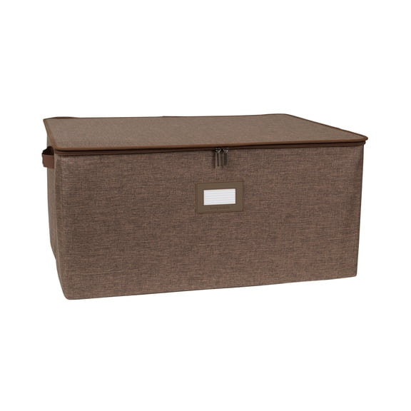 Covermates Keepsakes - Zip-Top Storage Box - Heavy Duty Polyester- Reinforced Handles - Stackable Design - Indoor Storage, Brown Heather