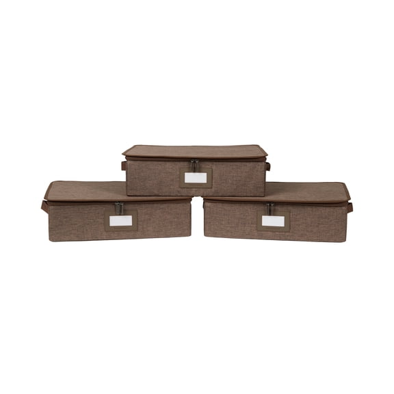 Covermates Keepsakes - Zip-Top Storage Box - Heavy Duty Polyester- Reinforced Handles - Stackable Design - Indoor Storage, Brown Heather