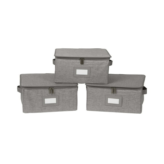 Covermates Keepsakes - Zip-Top Storage Box - Heavy Duty Polyester- Reinforced Handles - Stackable Design - Indoor Storage, Grey Heather