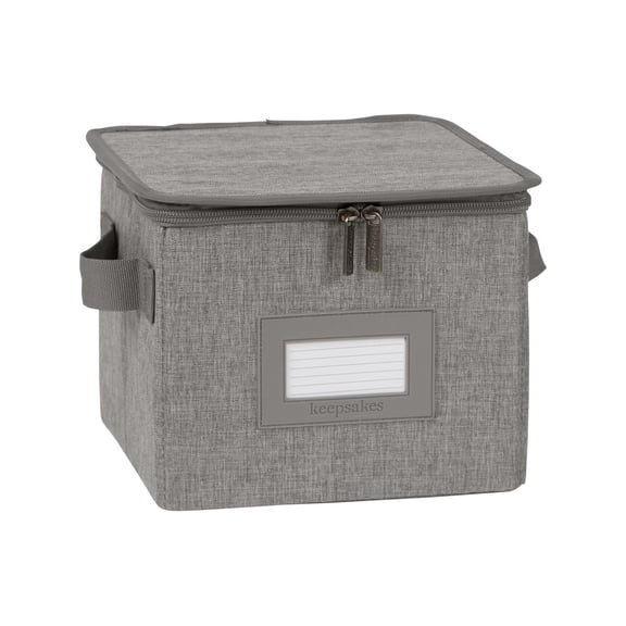 Covermates Keepsakes - Zip-Top Storage Box - Heavy Duty Polyester- Reinforced Handles - Stackable Design - Indoor Storage, Grey Heather