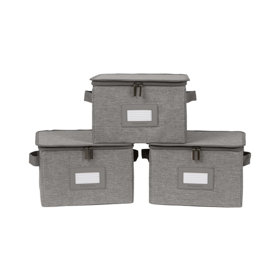 Covermates Keepsakes - Zip-Top Storage Box - Heavy Duty Polyester- Reinforced Handles - Stackable Design - Indoor Storage, Grey Heather