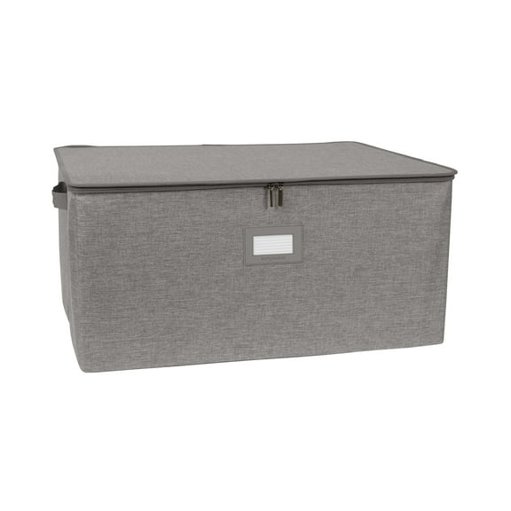 Covermates Keepsakes - Zip-Top Storage Box - Heavy Duty Polyester- Reinforced Handles - Stackable Design - Indoor Storage, Grey Heather