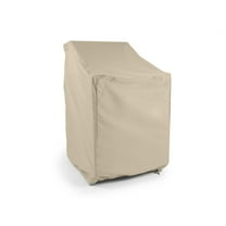 Covermates Elite Outdoor Stacking Chair Cover – Water-Resistant Polyester Patio Chair Protector, Drawcord Hem, Mesh Vent, Fits Most Garden & Deck Chairs, 26W x 28D x 48H, Khaki
