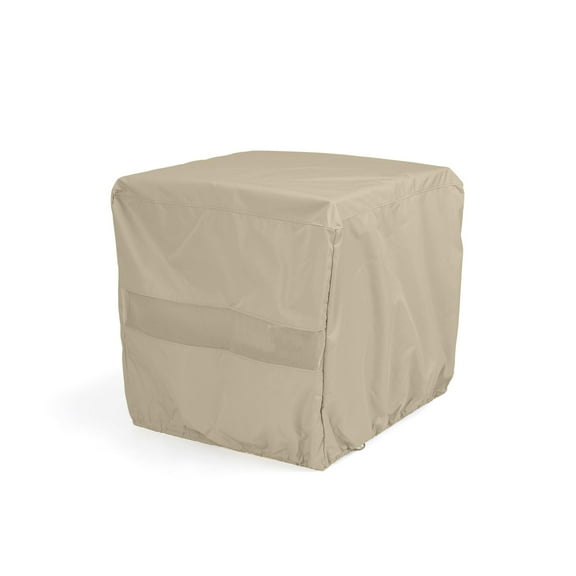 Elite Deck Box Cover – Durable 300D Polyester with Elastic Hem, Auto-Locking Drawcord, Mesh Vent & Buckle Straps for Moderate Weather Outdoor Storage Protection, 24W x 24D x 18H, Khaki