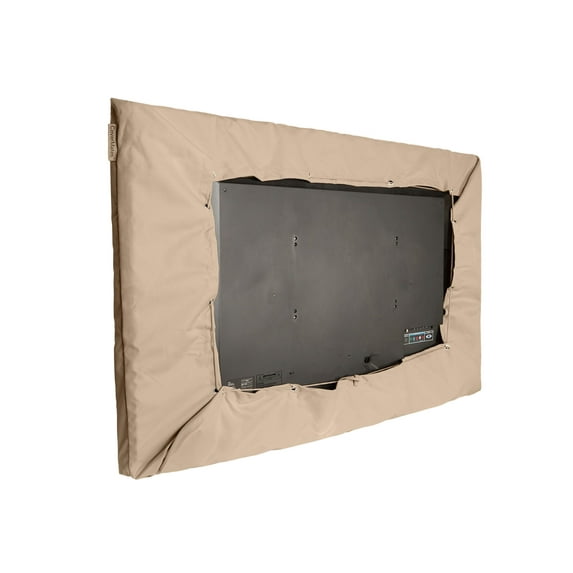 Covermates Outdoor Half TV Cover – Various Sizes, Heavy-Duty Polyester, Weatherproof, Dustproof,  Cinching Drawcord, Outdoor TV Covers, 32W x 4D x 21H, Ripstop Tan