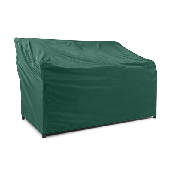 Covermates Adirondack Bench Cover – Water-Resistant 12-Gauge Vinyl with Polyester Lining, Elastic Hem, Mesh Vent, and Durable Outdoor Patio Furniture Protection, 62W x 32D x 34H, Green