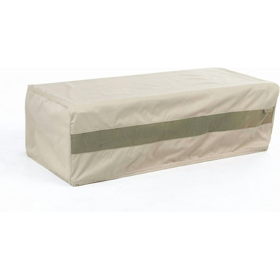 Covermates Outdoor Rectangular Ottoman Cover - Water Resistant Polyester, Drawcord Hem, Mesh Vents, Seating and Chair Covers, 26W x 22D x 21H, Khaki