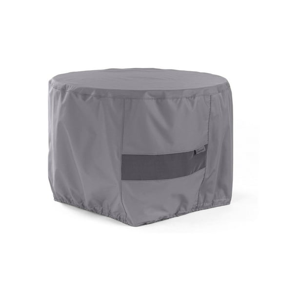 Covermates Elite Round Ottoman Cover – Water-Resistant 300D Polyester with Drawcord Hem & Mesh Vent for Outdoor Patio Ottoman Protection, 24DIAMETER x 18H, Charcoal