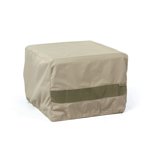 Covermates Elite Square Ottoman Cover – Heavy-Duty 300D Polyester, Water-Resistant, Mesh Vent, Drawcord & Buckle Straps, Outdoor Patio Seating & Accent Table Protection, 24W x 24D x 18H, Khaki