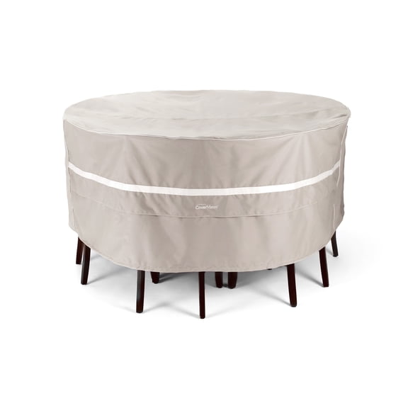 Covermates Prestige Oval Bistro Table & Chair Set Cover – All-Weather Outdoor Patio Furniture Protection, Water-Resistant Polyester with Mesh Vents, Buckle Straps & Drawcord, 58W x 36D x 30H, Clay