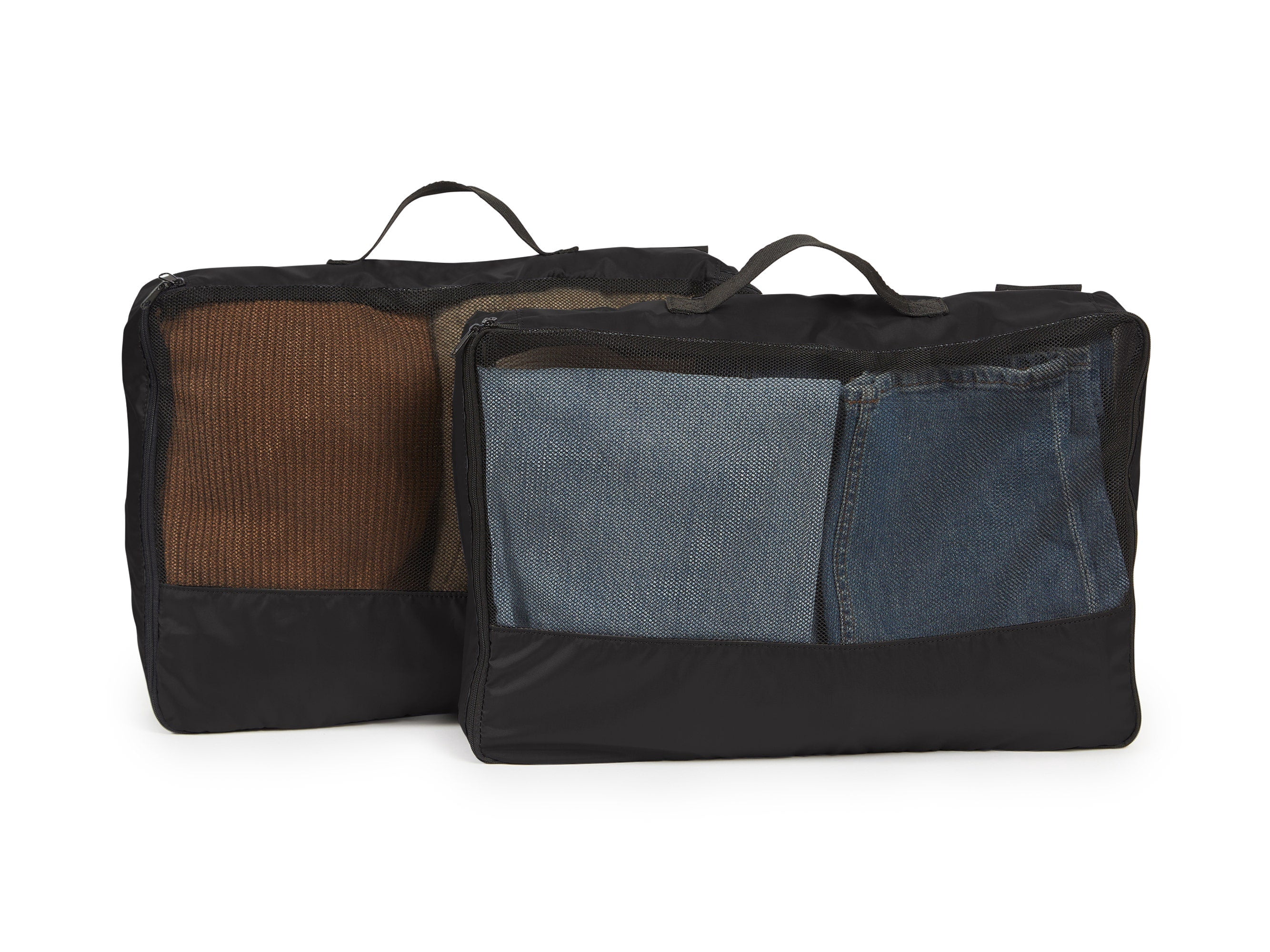 Covermates Packing Cube Set - Premium Polyester - Dual Zipper Pulls - Carrying Handle - Front Mesh Window - Travel Organization, Black