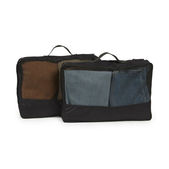 Covermates Packing Cube Set - Premium Polyester - Dual Zipper Pulls - Carrying Handle - Front Mesh Window - Travel Organization, Black