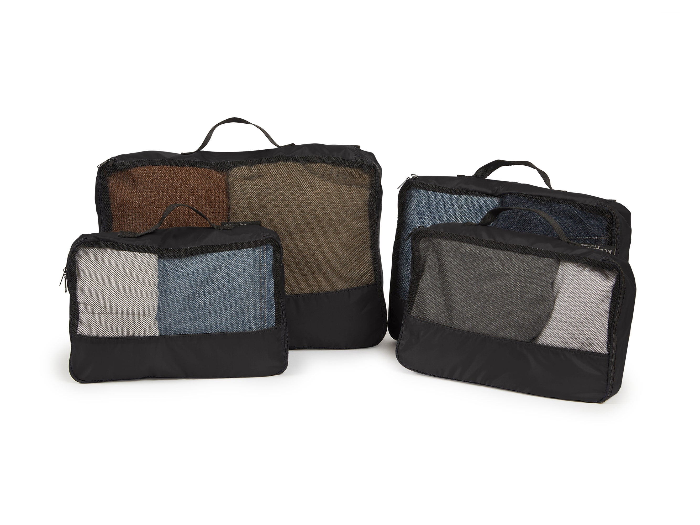 Covermates Packing Cube Set - Premium Polyester - Dual Zipper Pulls - Carrying Handle - Front Mesh Window - Travel Organization, Black