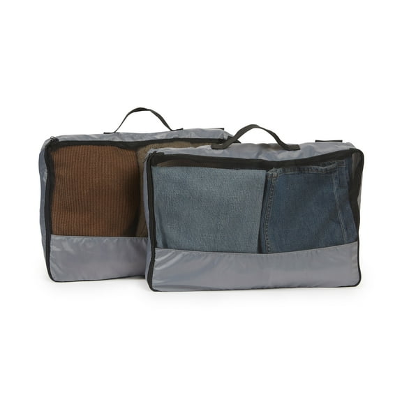 Covermates Packing Cube Set - Premium Polyester - Dual Zipper Pulls - Carrying Handle - Front Mesh Window - Travel Organization, Grey
