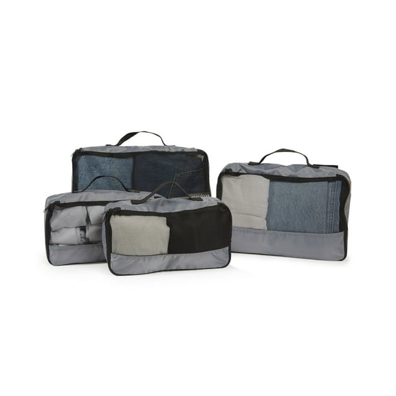 Covermates Packing Cube Set - Premium Polyester - Dual Zipper Pulls - Carrying Handle - Front Mesh Window - Travel Organization, Grey