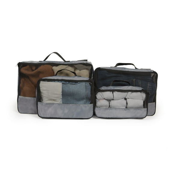 Covermates Packing Cube Set - Premium Polyester - Dual Zipper Pulls - Carrying Handle - Front Mesh Window - Travel Organization, Grey