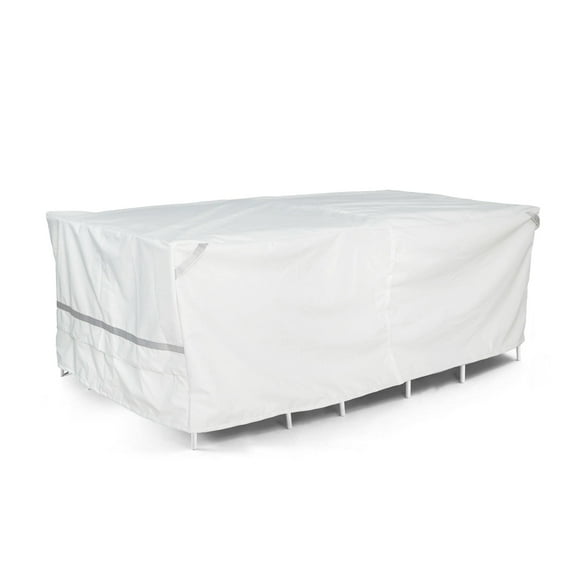 Covermates Prestige Rectangular Outdoor Dining Table & Chair Set Cover – All-Weather Water-Resistant Polyester Patio Furniture Cover with Mesh Vents, 126W x 88D x 30H With Umbrella Hole, Stone