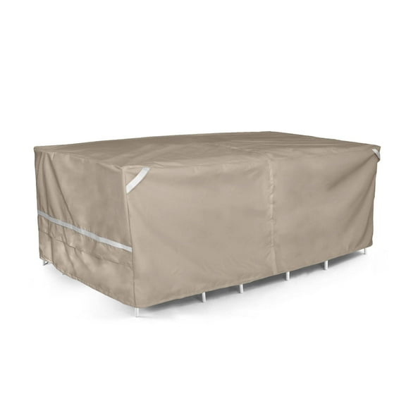 Covermates Prestige Rectangular Outdoor Dining Table & Chair Set Cover – All-Weather Water-Resistant Polyester Patio Furniture Cover with Mesh Vents, 106W x 58D x 30H With Umbrella Hole, Clay