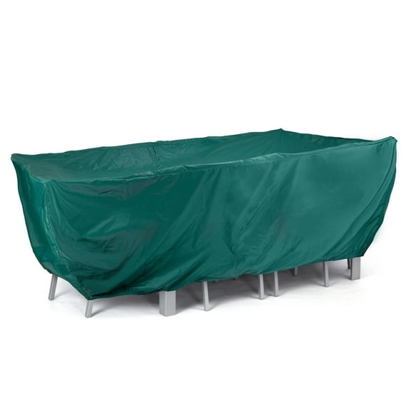 Covermates Classic Rectangular Outdoor Fire Pit Chair Set Cover – All-Weather, Water-Resistant Heavy-Duty Vinyl with Mesh Vents, Elastic Hem, SQUARE 138W x 68D x 30H, Green