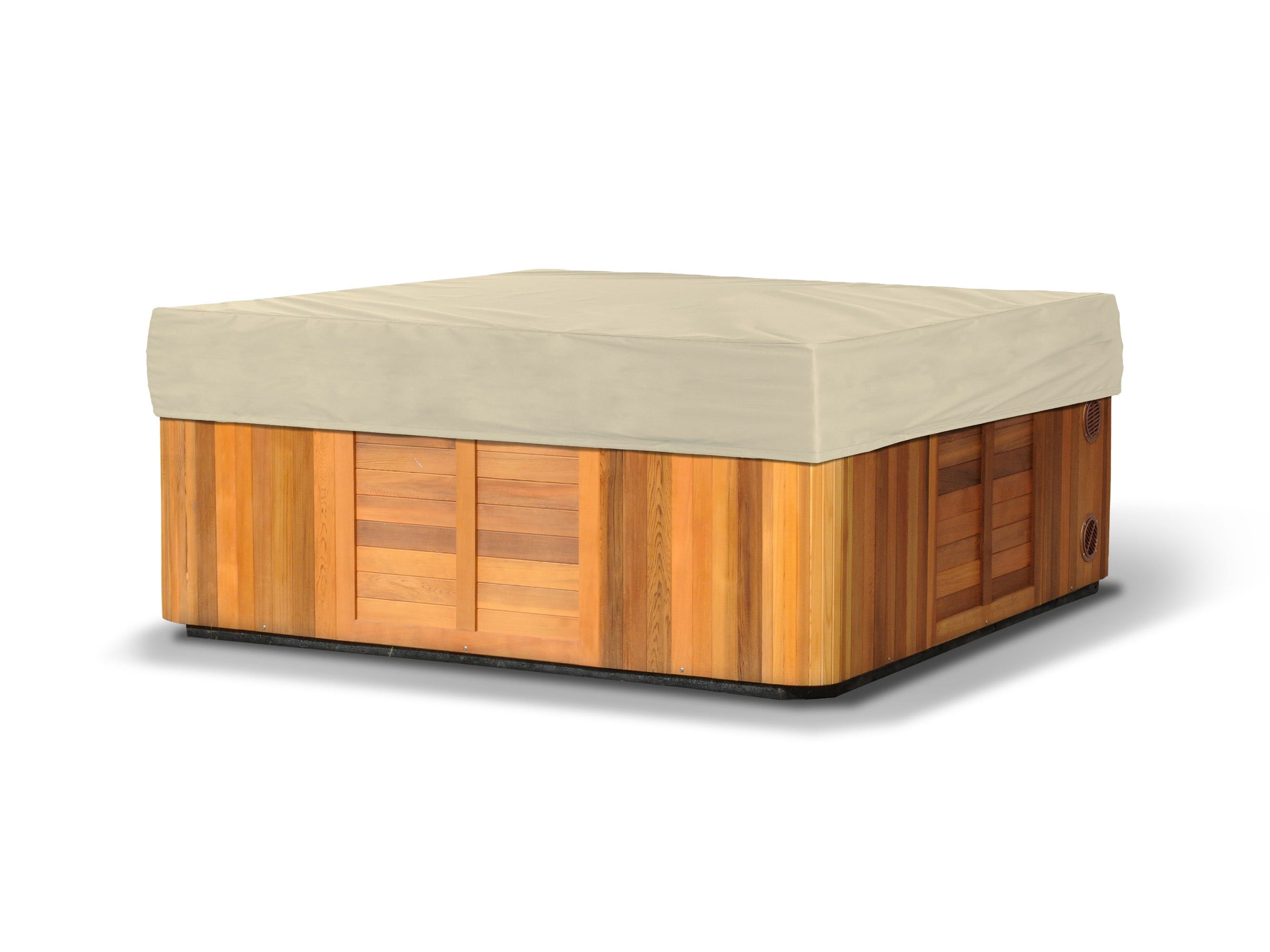 Khaki Rectangular Weather Resistant Polyester Spa Cover