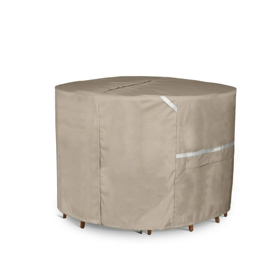 Covermates Prestige Round Outdoor Dining Table & Chair Set Cover with Umbrella Hole – All-Weather Water-Resistant Polyester Patio Furniture Cover with Mesh Vents, 96DIAMETER x 30H, Clay