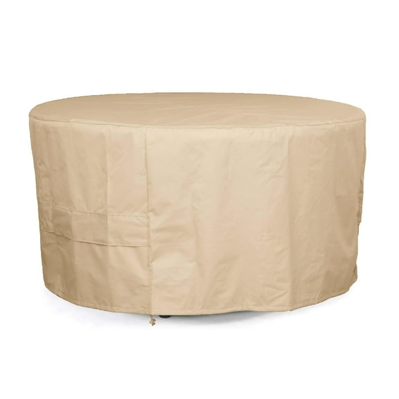 Covermates Ultima Outdoor Round Dining Table Cover – Rip-Resistant All-Weather Water-Resistant Polyester, Covered Mesh Vent, Drawcord & Buckle Straps, 36DIAMETER x 25H, Ripstop Tan