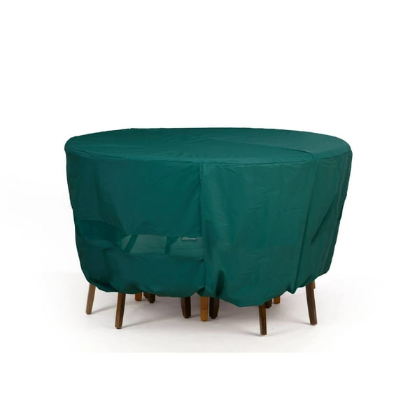 Covermates Classic Round Outdoor Fire Pit Chair Set Cover – All-Weather Water-Resistant Heavy-Duty Vinyl with Mesh Vent, Elastic Hem & Buckle Straps, ROUND 86DIAMETER x 30H, Green