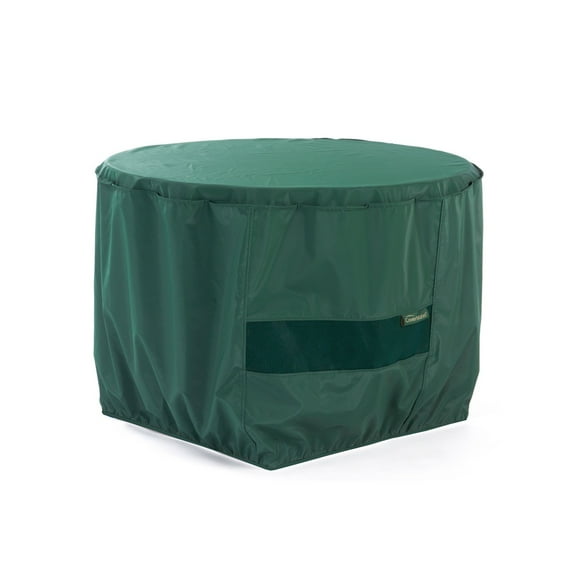 Covermates Classic Round Outdoor Fire Pit Cover – All-Weather, Water-Resistant Heavy-Duty Viny with Mesh Vent, Elastic Hem for Patio Furniture Protection, ROUND 24DIAMETER x 18H, Green